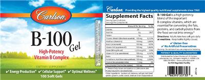 Photo of the Carlson B-100 Gel label