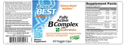 Photo of the Doctor's Best Fully Active B Complex with Quatrefolic label