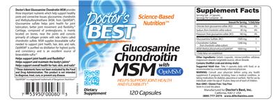 Photo of the Doctor's Best Glucosamine Chondroitin MSM with OptiMSM label
