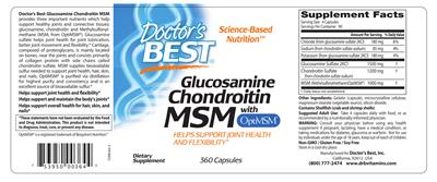 Photo of the Doctor's Best Glucosamine Chondroitin MSM with OptiMSM label