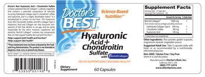 Photo of the Doctor's Best Hyaluronic Acid + Chondroitin Sulfate label