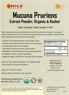 Mucuna Pruriens Extract Powder, Organic & Kosher
