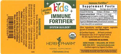 Photo of the Herb Pharm Kids Immune Fortifier Alcohol Free label
