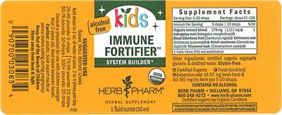 Photo of the Herb Pharm Kids Immune Fortifier Alcohol Free label