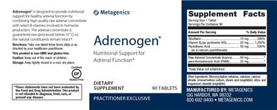 Photo of the Metagenics Adrenogen label