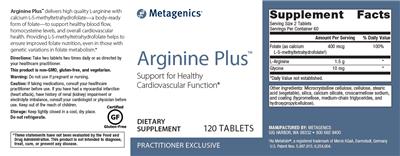 Photo of the Metagenics Arginine Plus label