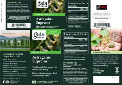 Photo of the Gaia Herbs Astragalus Supreme label
