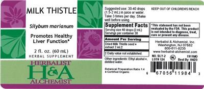 Photo of the Herbalist & Alchemist Milk Thistle label