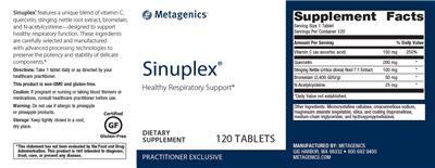 Photo of the Metagenics Sinuplex label