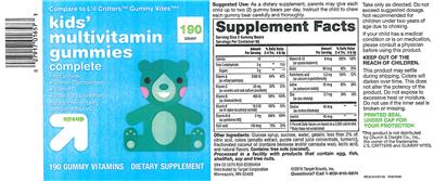 Photo of the up&up Kids' Multivitamin Gummies Complete label