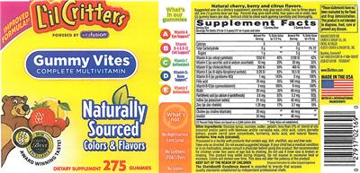 Photo of the L'il Critters Gummy Vites Complete Multivitamin label
