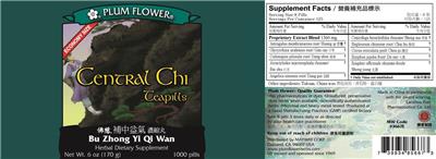 Photo of the Plum Flower Central Chi Teapills label