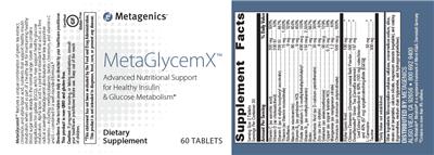 Photo of the Metagenics MetaGlycemX label