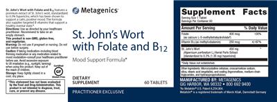 Photo of the Metagenics St. John's Wort with Folate and B12 label
