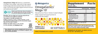 Photo of the Metagenics OmegaGenics Mega 10 Natural Lemon Flavor label