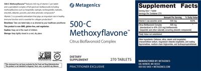 Photo of the Metagenics 500-C Methoxyflavone label