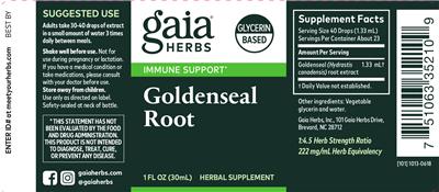 Photo of the Gaia Herbs Goldenseal Root label