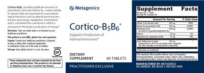 Photo of the Metagenics Cortico-B5B6 label