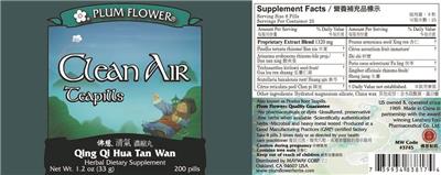 Photo of the Plum Flower Clean Air Teapills label