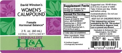 Photo of the Herbalist & Alchemist David Winston's Women's Calmpound label