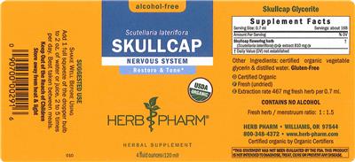 Photo of the Herb Pharm Skullcap Alcohol-Free label