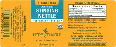 Photo of the Herb Pharm Stinging Nettle Alcohol-Free label