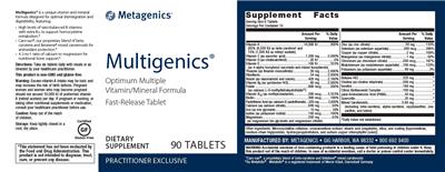 Photo of the Metagenics Multigenics label