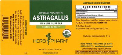 Photo of the Herb Pharm Astragalus label
