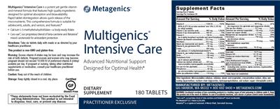 Photo of the Metagenics Multigenics Intensive Care label