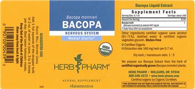 Photo of the Herb Pharm Bacopa label
