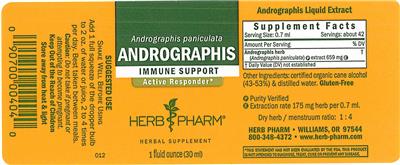 Photo of the Herb Pharm Andrographis label