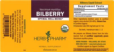 Photo of the Herb Pharm Bilberry label