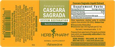 Photo of the Herb Pharm Cascara Sagrada label