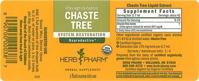 Photo of the Herb Pharm Chaste Tree label