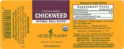 Photo of the Herb Pharm Chickweed label