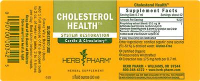 Photo of the Herb Pharm Cholesterol Health label