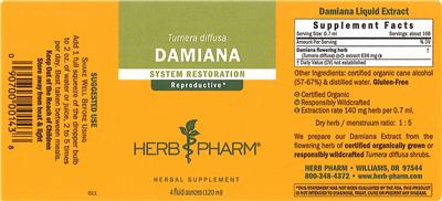 Photo of the Herb Pharm Damiana label