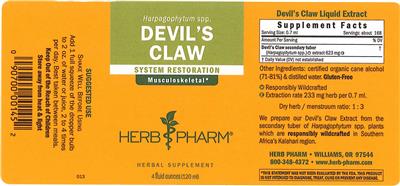 Photo of the Herb Pharm Devil's Claw label