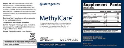 Photo of the Metagenics MethylCare label