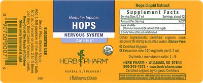Photo of the Herb Pharm Hops label