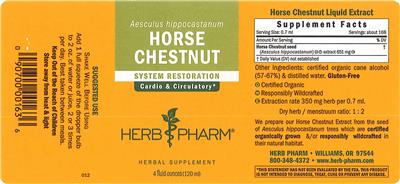 Photo of the Herb Pharm Horse Chestnut label