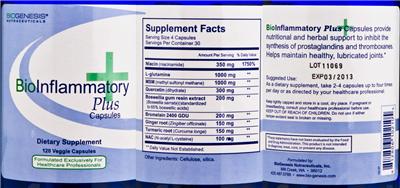 Photo of the BioGenesis Nutraceuticals BioInflammatory Plus Capsules label