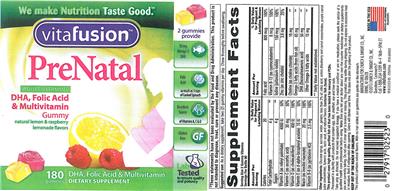 Photo of the vitafusion PreNatal label