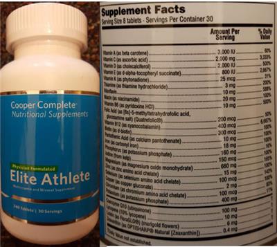 Photo of the Cooper Complete Elite Athlete label