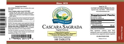 Photo of the Nature's Sunshine Cascara Sagrada label