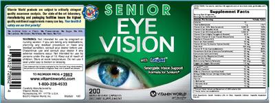 Photo of the Vitamin World Senior Eye Vision with Lutigold label