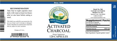 Photo of the Nature's Sunshine Activated Charcoal label