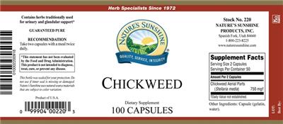 Photo of the Nature's Sunshine Chickweed label