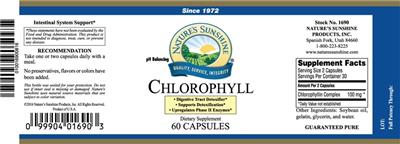 Photo of the Nature's Sunshine Chlorophyll label