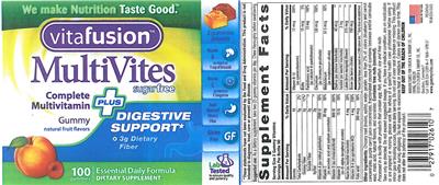 Photo of the vitafusion MultiVites Plus Digestive Support Sugar Free label